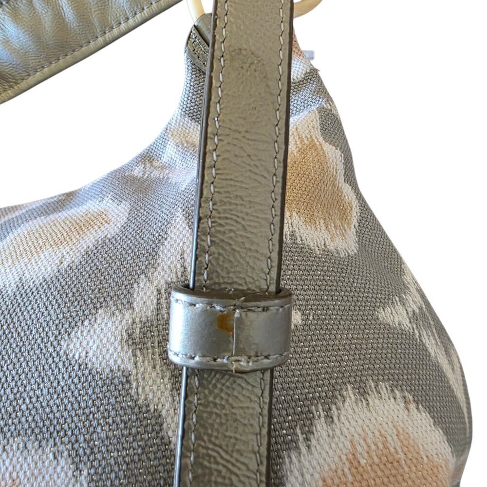 Coach Kristin Ikat Shimmer Hobo Silver Gray Metallic Op Art Shoulder Bag Rare - Picture 12 of 16